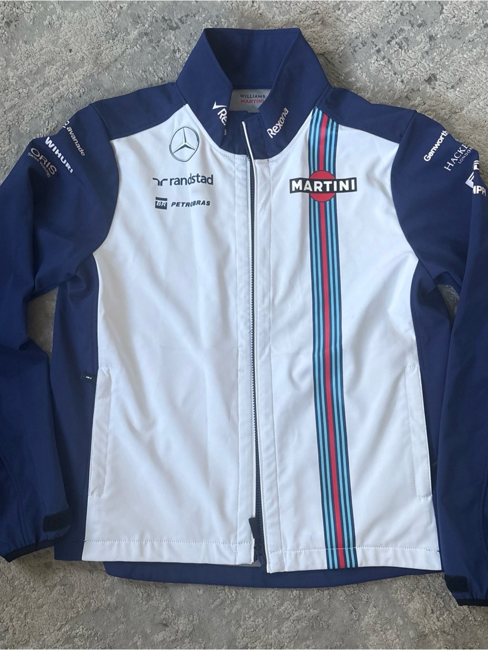 Williams Martini Racing Hackett Navy and White Martini Stripe Softshell Jacket